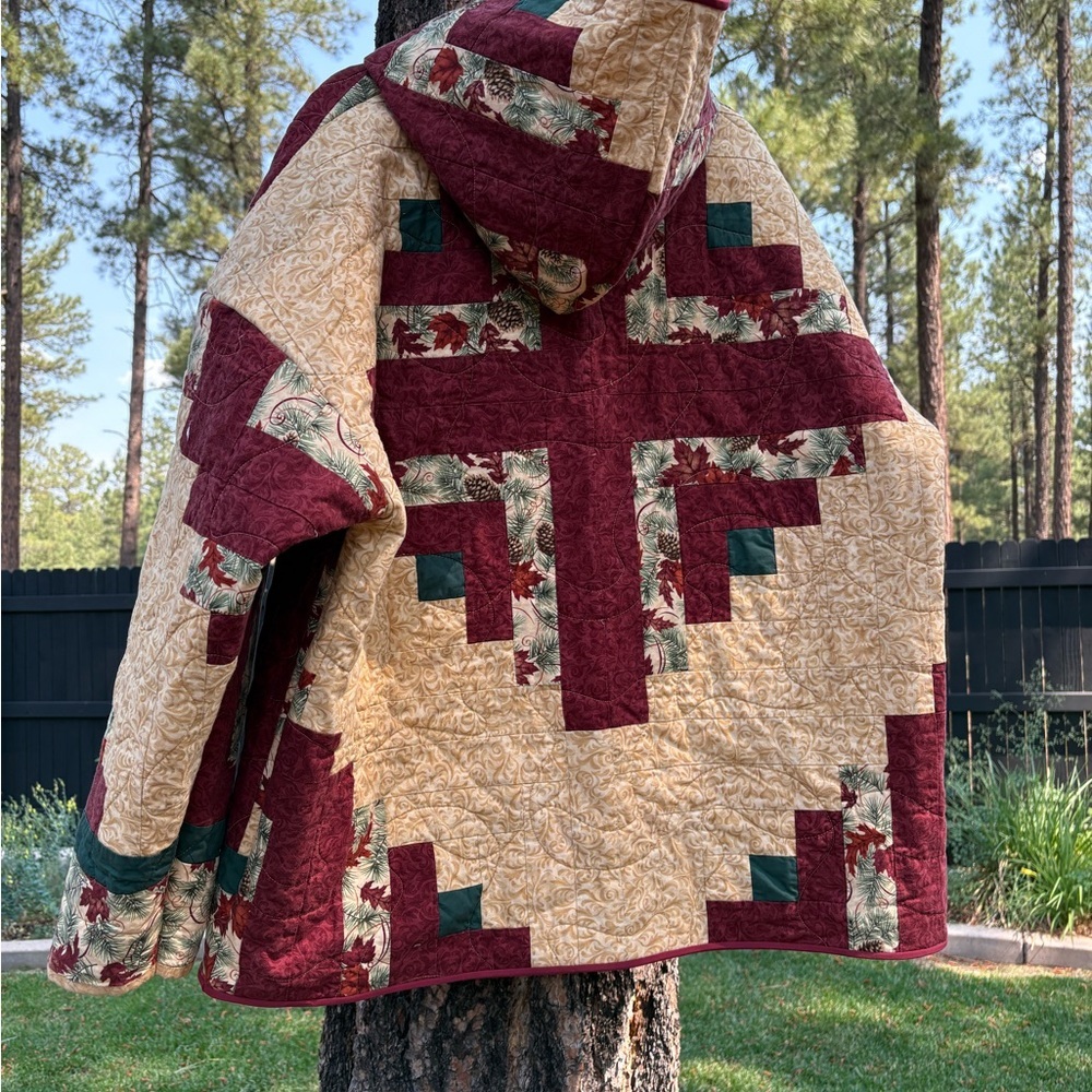 Upcycled Vintage Style Quilted Jacket with Hood - Picture 9 of 16